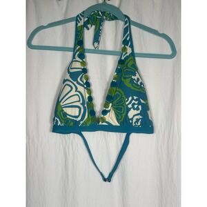 Jantzen Swim Bikini Top Size 16 White Teal Padded LL16